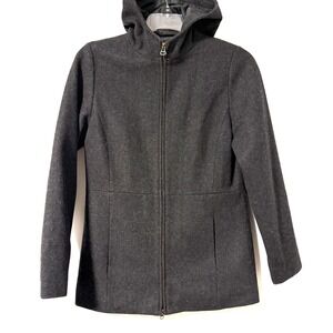 Old Navy Charcoal Gray Wool Blend Hooded Zip‎ Front Jacket Women's Size S